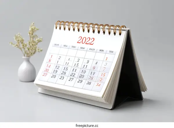 2022 Desk Calendar Showing January
