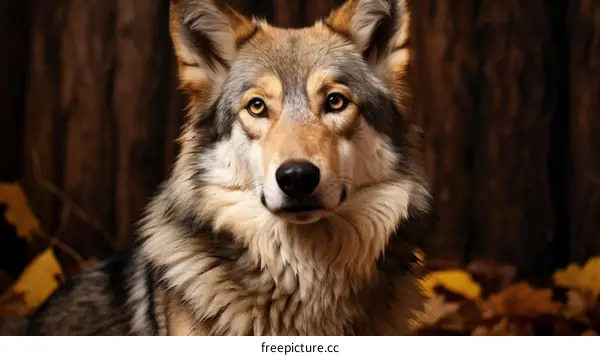 Portrait of a Wolf in a Forest Habitat