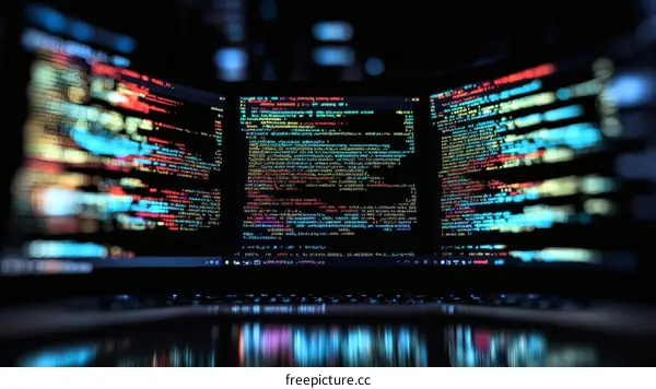 Night Coding on Multiple Laptop Screens