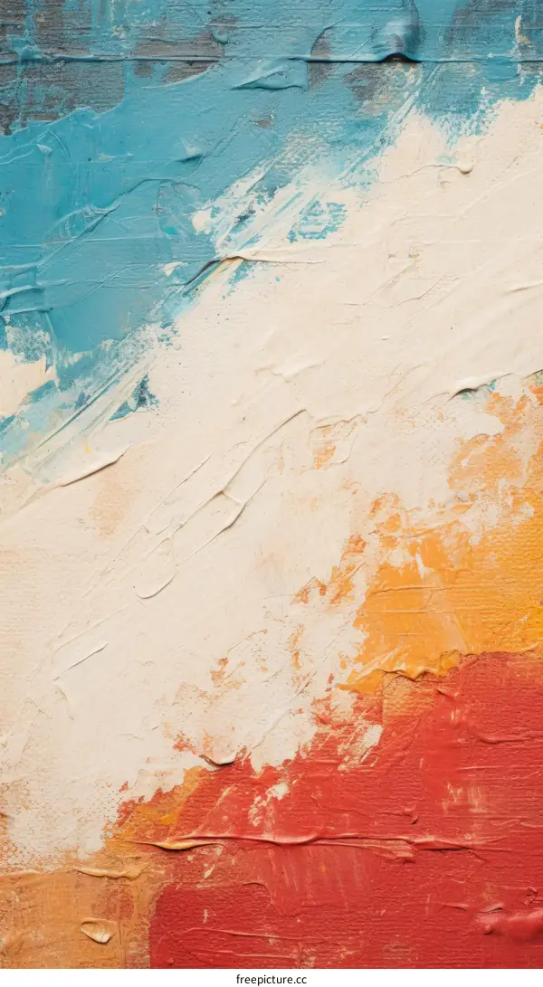 Blue white and orange abstract painting