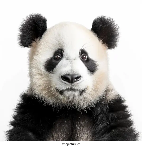 A close-up of a panda's face