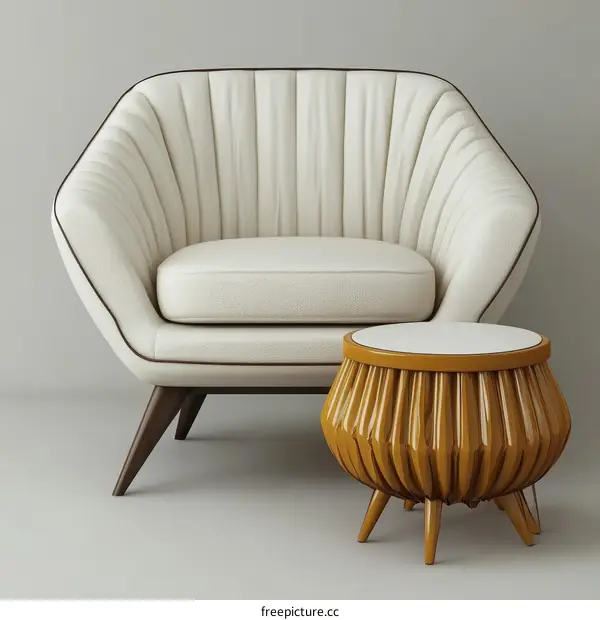 Modern Retro Armchair and Side Table