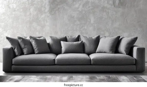 Modern Minimalist Gray Sofa with Cushions