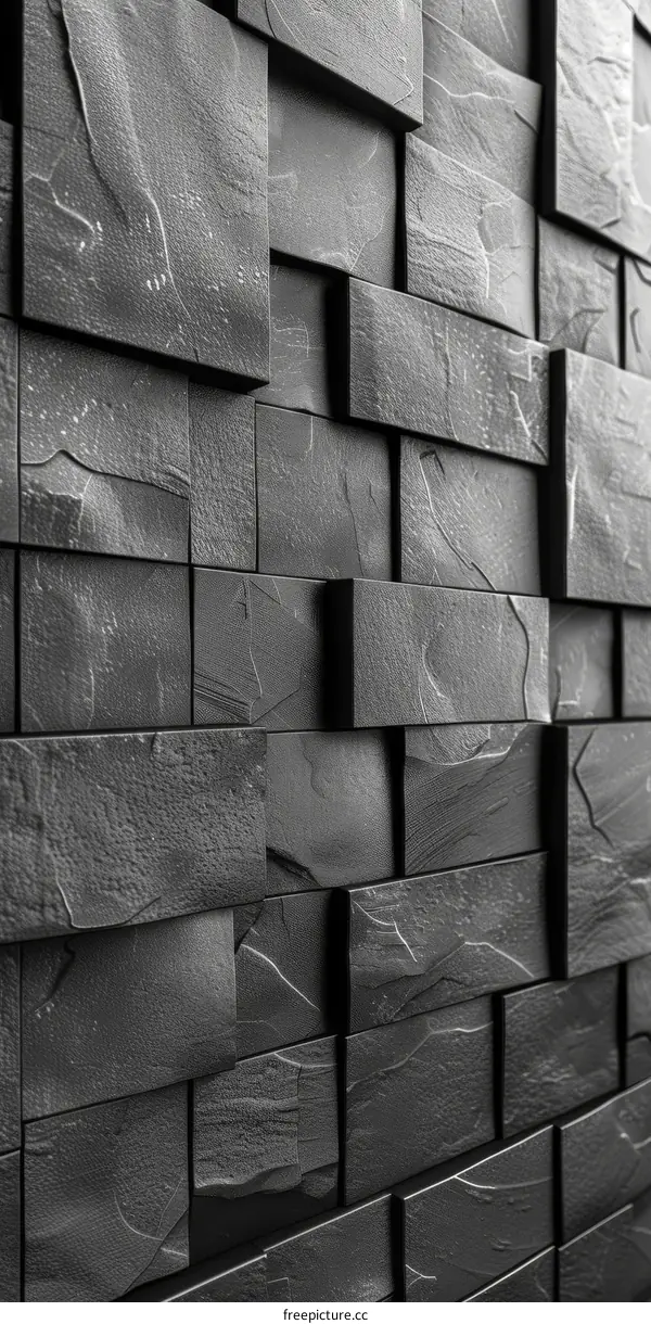 Black slate tiles with a chiseled finish