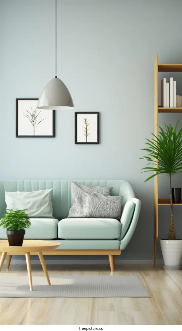 A Stylish Living Room With a Comfy Couch and Potted Plants