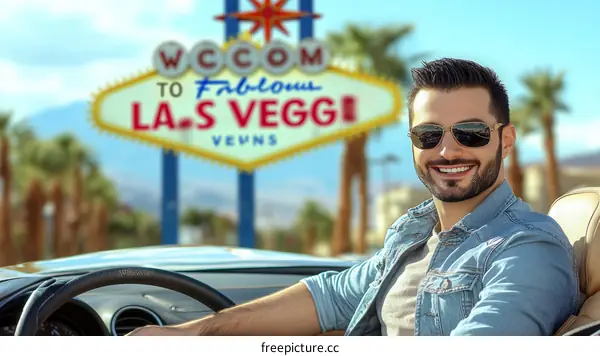 Man driving a car in Las Vegas