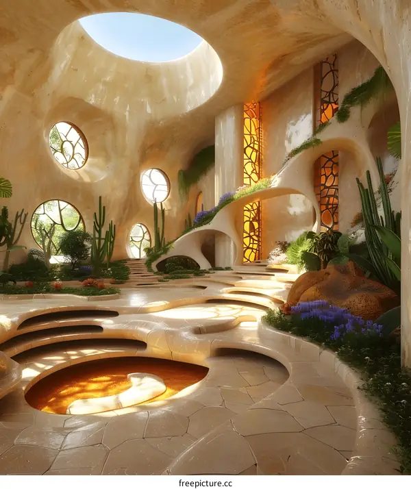 Interior of a futuristic desert home