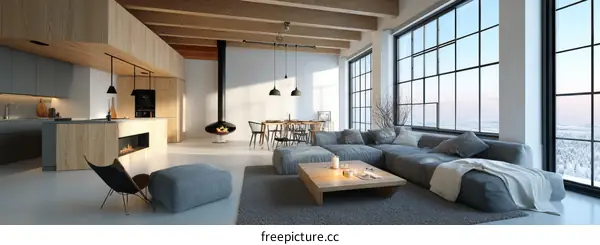 Modern Open-Plan Living Space with Panoramic Views