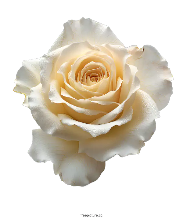 [Transparent Background PNG]A beautiful close-up of a white rose in full bloom against a white background