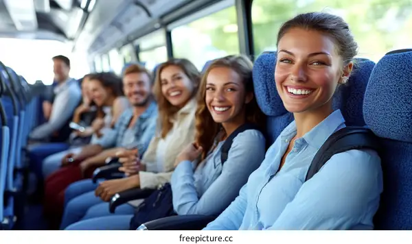 Group of Diverse People Traveling by Bus
