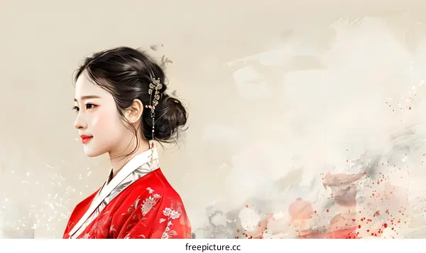 A beautiful Korean woman in traditional dress