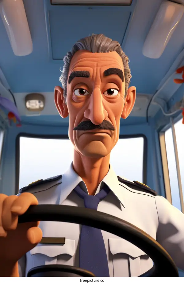 An illustration of a bus driver