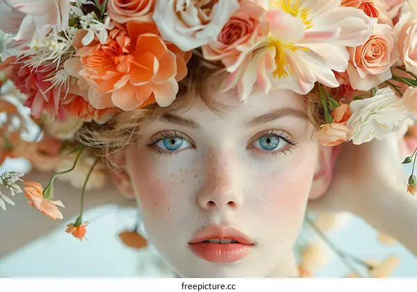 Portrait of a young woman with flowers in her hair