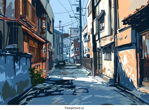Japanese Alleyway Illustration