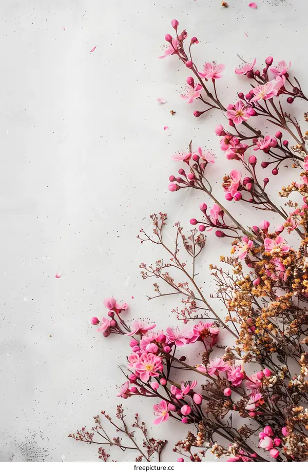 Pink Flowers on a White Background