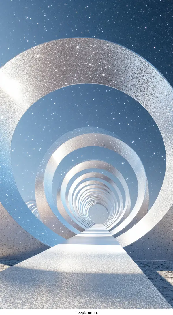 Silver Concentric Circles Tunnel Pathway