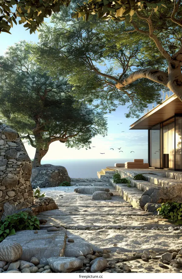 Modern Stone and Wood House Exterior