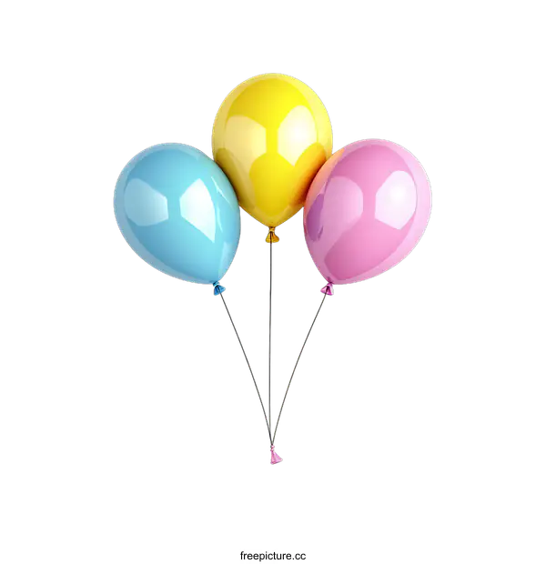 [Transparent Background PNG]Three Colorful Balloons on transparent background