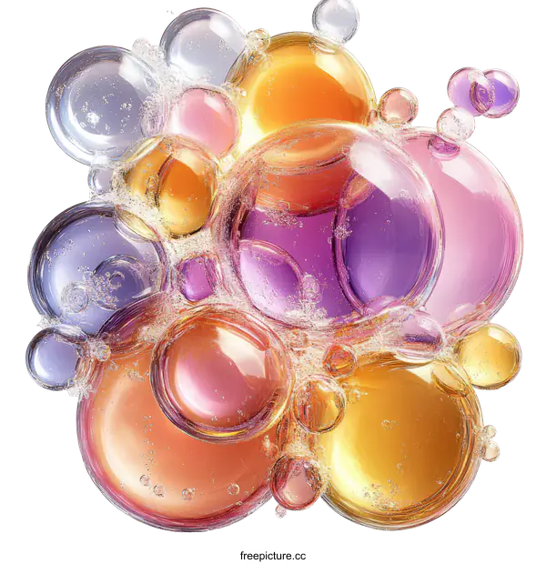[Transparent Background PNG]Colorful Liquid Bubbles Abstract Design