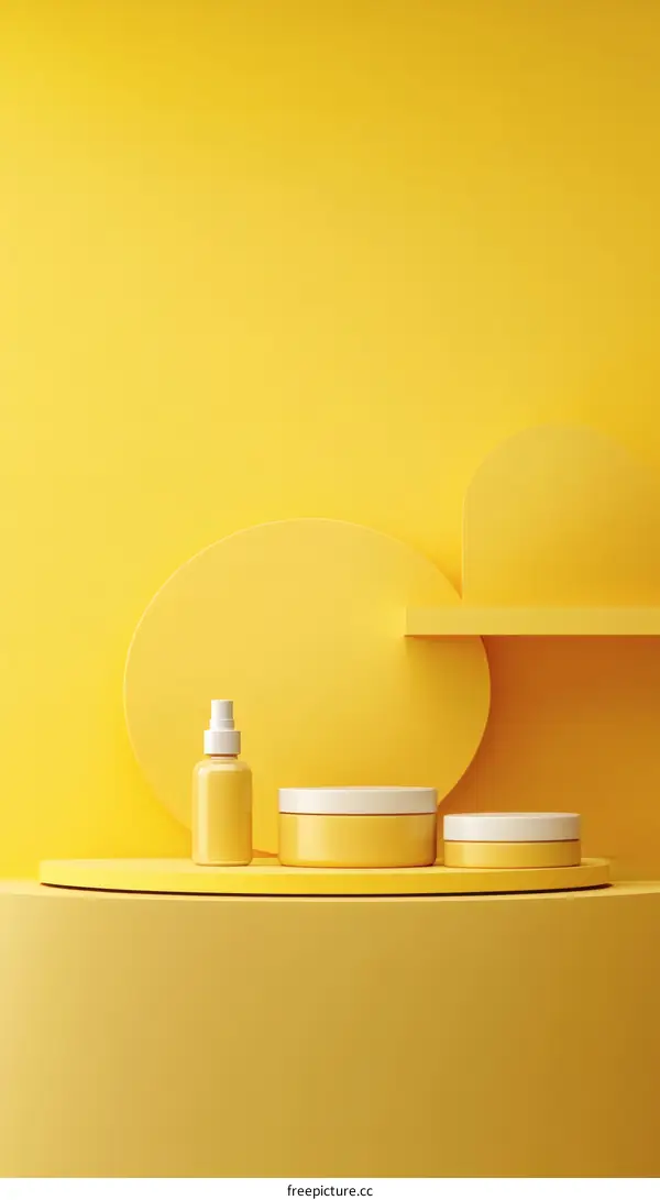 Yellow Cosmetic Product Display Mockup
