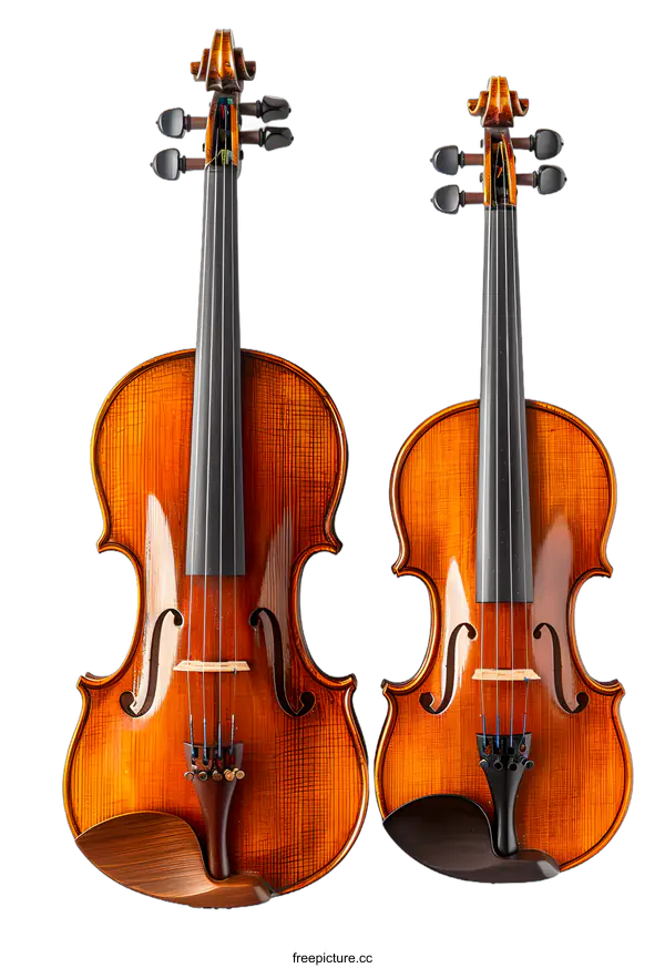 [Transparent Background PNG]Two violins on a white background
