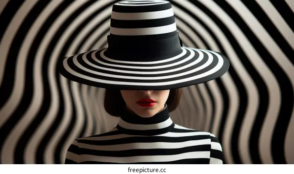 Black and white striped hat and turtleneck