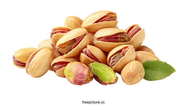 [Transparent Background PNG]Pile of Pistachios with Green Leaves