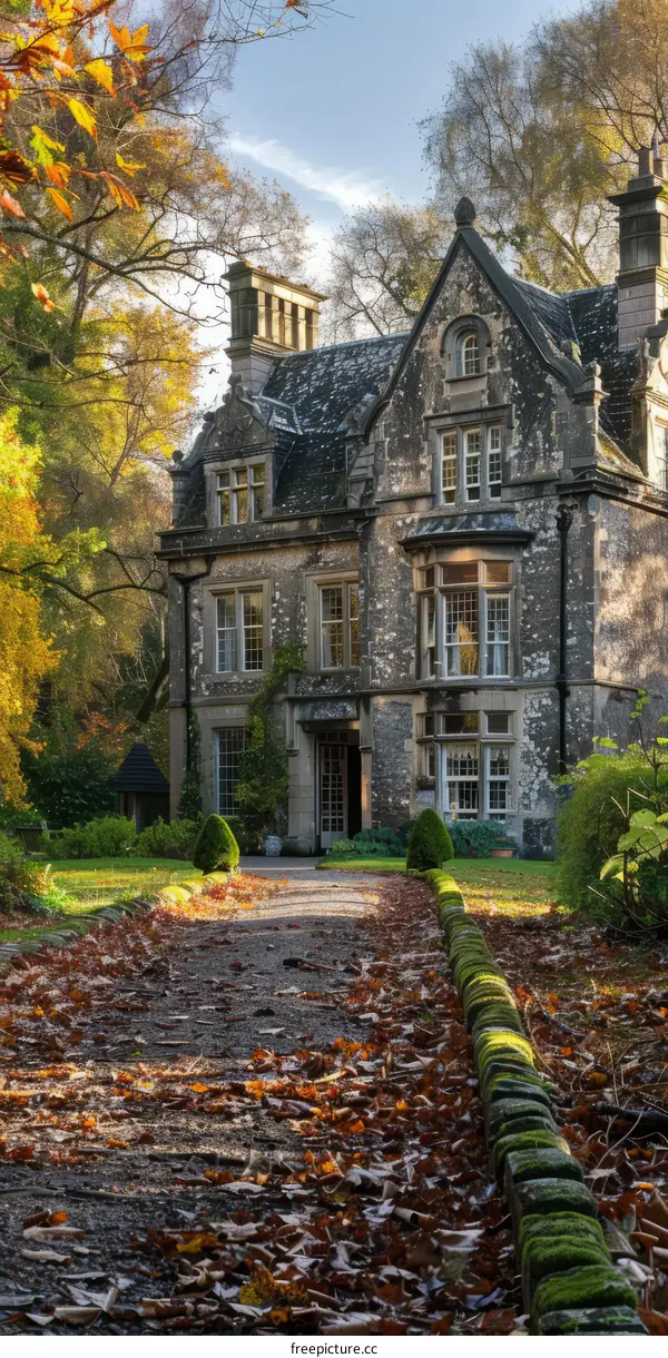 Stone Cottage in Autumnal English Countryside