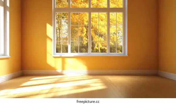 Empty Room with Autumn Window View