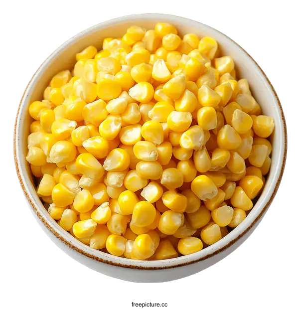 [Transparent Background PNG]Freshly Harvested Yellow Corn Kernels in Bowl