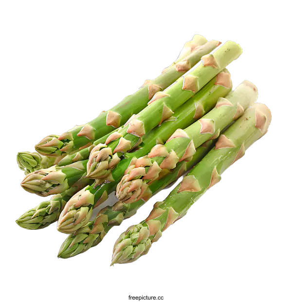 [Transparent Background PNG]Fresh green asparagus spears isolated on white