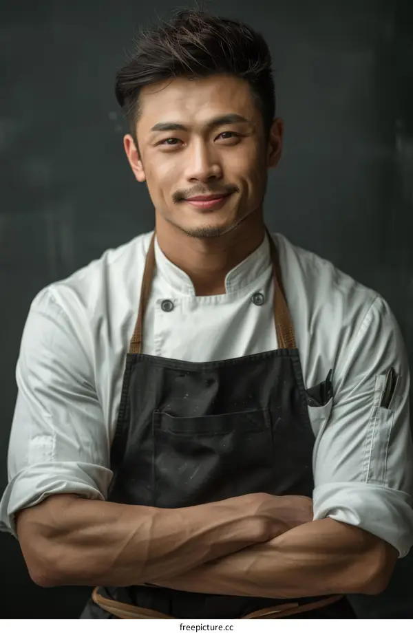 Portrait of a young Asian chef smiling