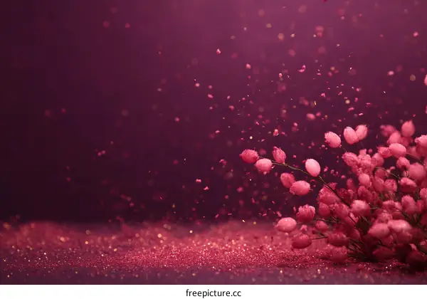 Pink Flowers and Glitter Background Design