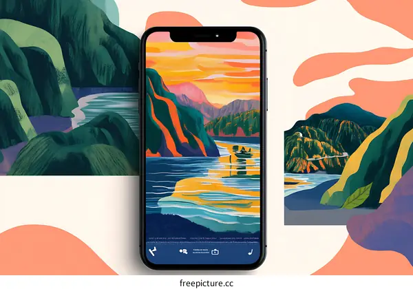 Colorful Mountain Landscape Phone Wallpaper