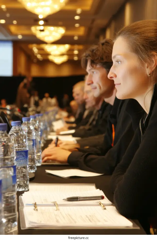 Business Conference Attendees Taking Notes