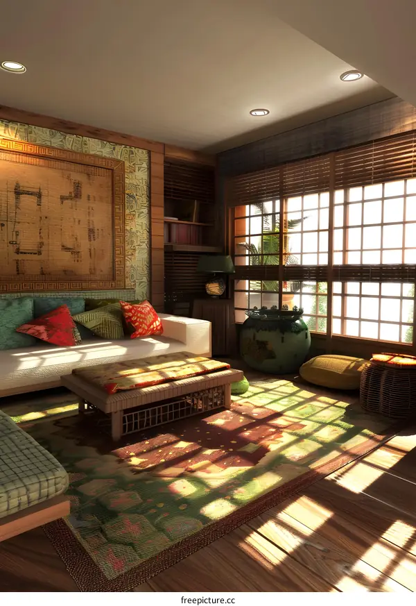 Modern Living Room with Japanese Design Elements