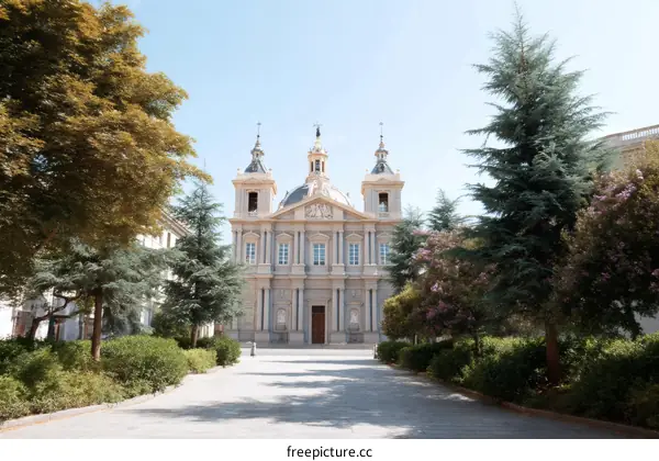 Ancient European Architecture in a Sunny Courtyard