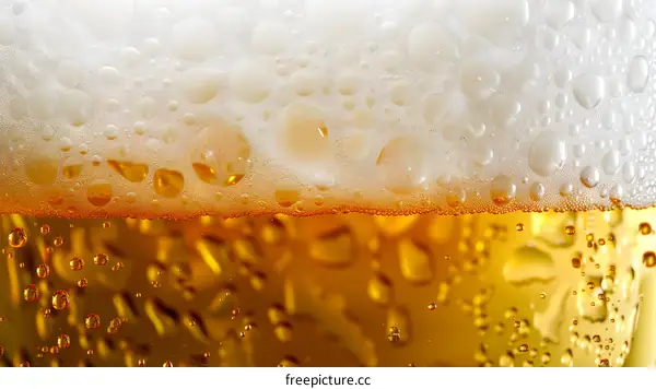 Close Up Image of Beer Bubbles in a Glass