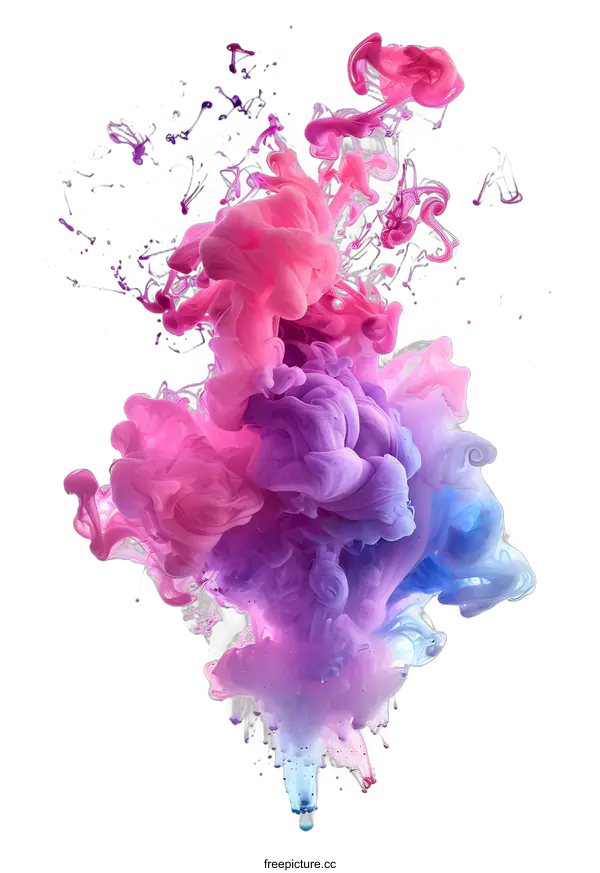 [Transparent Background PNG]Colorful Ink Explosion on White Background