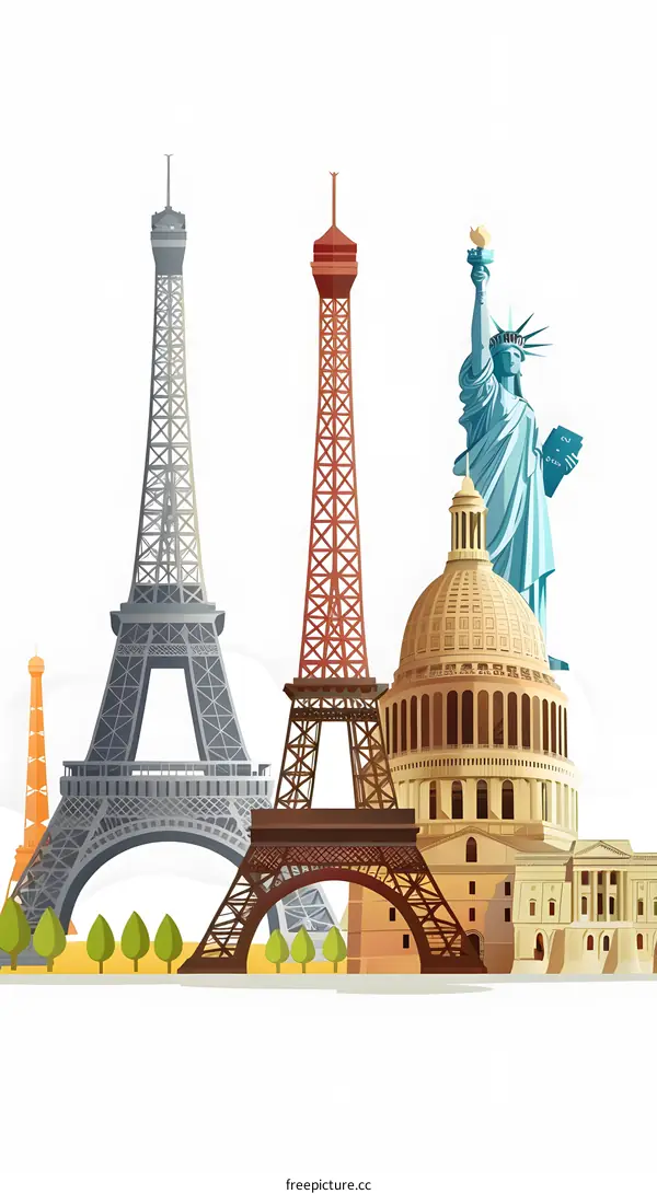 World Famous Landmarks Illustration
