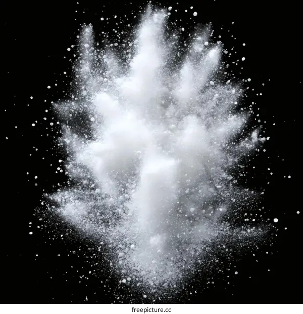 Abstract Explosion of White Powder on Black Background