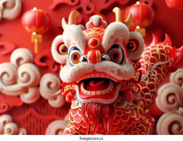 Lion Dance Performance for Celebrating Spring Festival