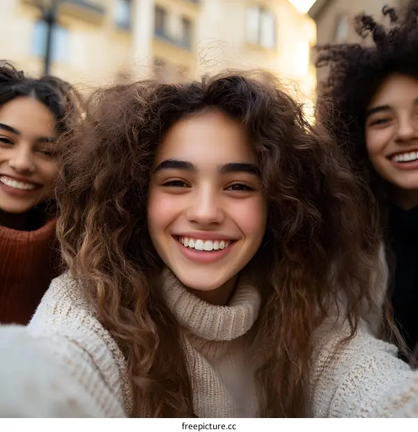 Smiling Diverse Women Taking A Selfie Together