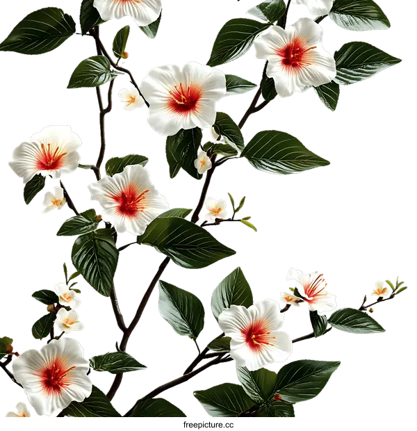 [Transparent Background PNG]Beautiful Floral Design with White Hibiscus Flowers