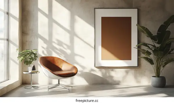 Modern Minimalist Interior Design with Blank Frame
