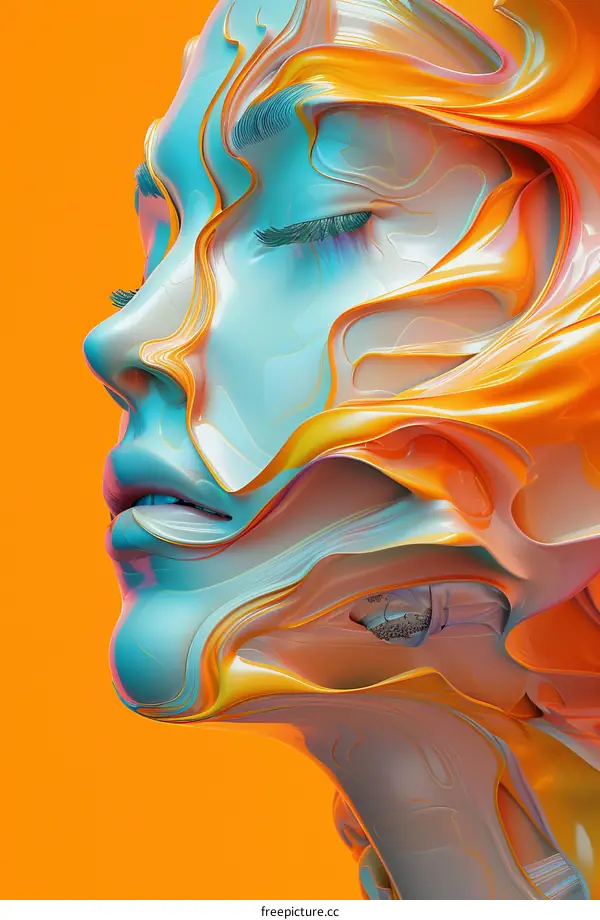 Abstract Liquid Female Portrait Art