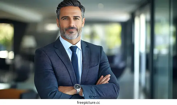 Confident Businessman in Modern Office Setting