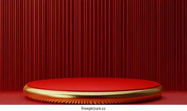 Red and Gold Geometric Product Display Stand