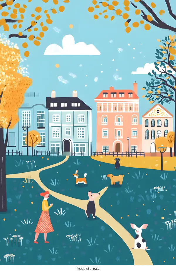 Walking Through the Park with Dog