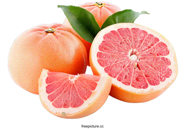[Transparent Background PNG]Fresh Ripe Grapefruit Isolated on White Background